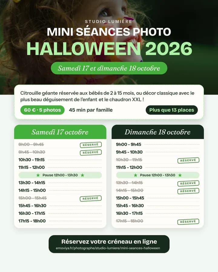 Planning de mini-séances d’Halloween