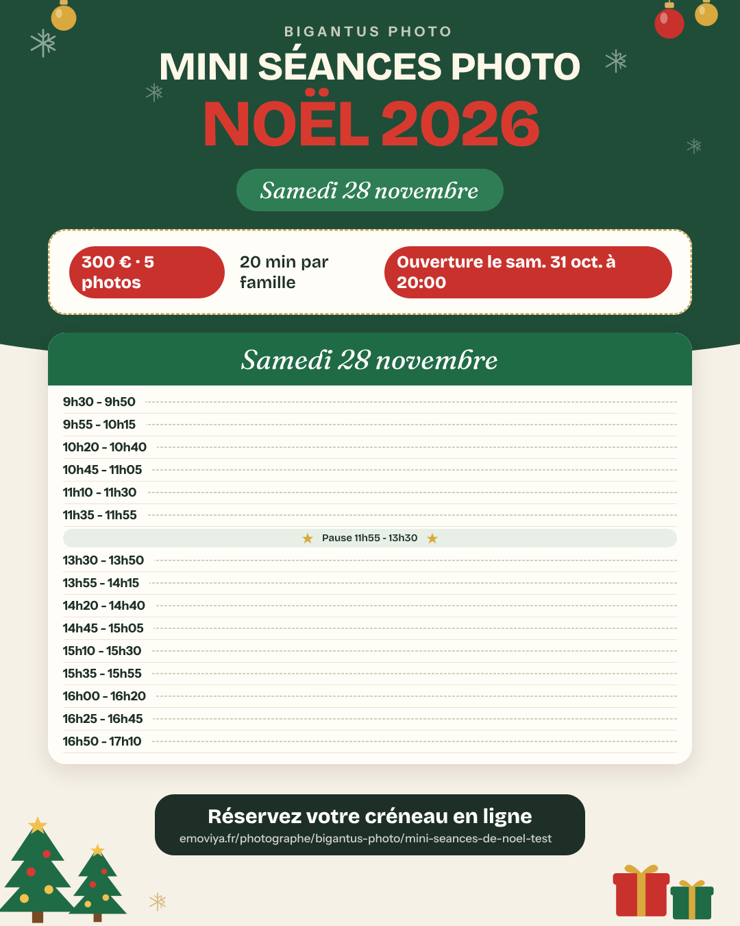 Planning de Mini-séances de Noël test